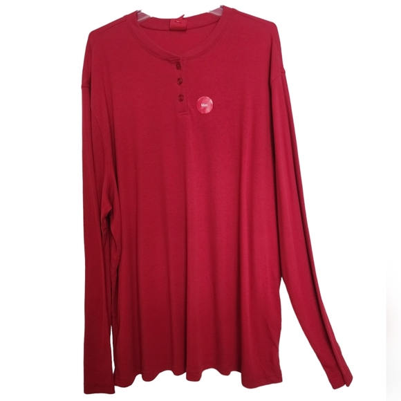 Nwt Family PJs Red Long Sleeve Henley knit Top SZ XLT - Picture 1 of 7